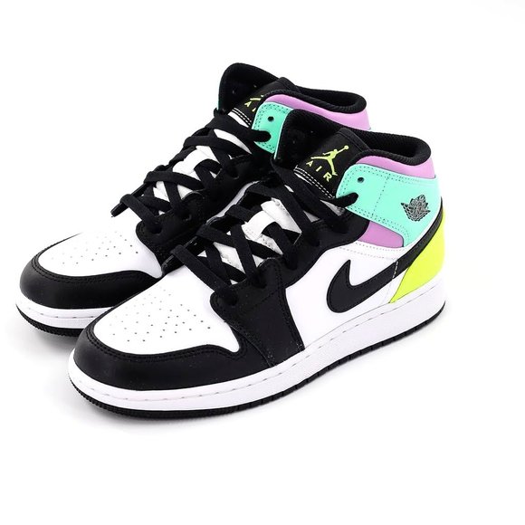 Jordan Shoes | Nike Air Jordan Mid Black Volt Green Glow Gs | Poshmark